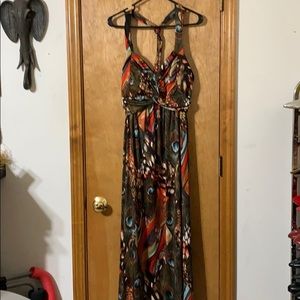 Peacock maxi dress
